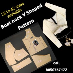 Boat Neck V-Shaped Blouse Paper Cutting Pattern
