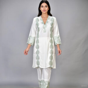 Pure Linen Embroidered Kurta Set