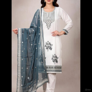 Pure Linen Embroidered Kurta Set