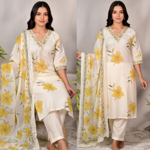 Pure Linen Embroidered Kurta Set