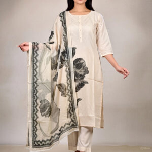 Pure Linen Embroidered Kurta Set