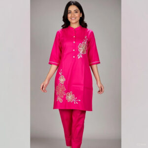 Pure Linen Embroidered Kurta Set